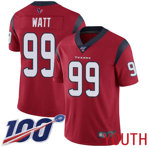 Houston Texans Limited Red Youth J J Watt Alternate Jersey NFL Football 99 100th Season Vapor Untouchable